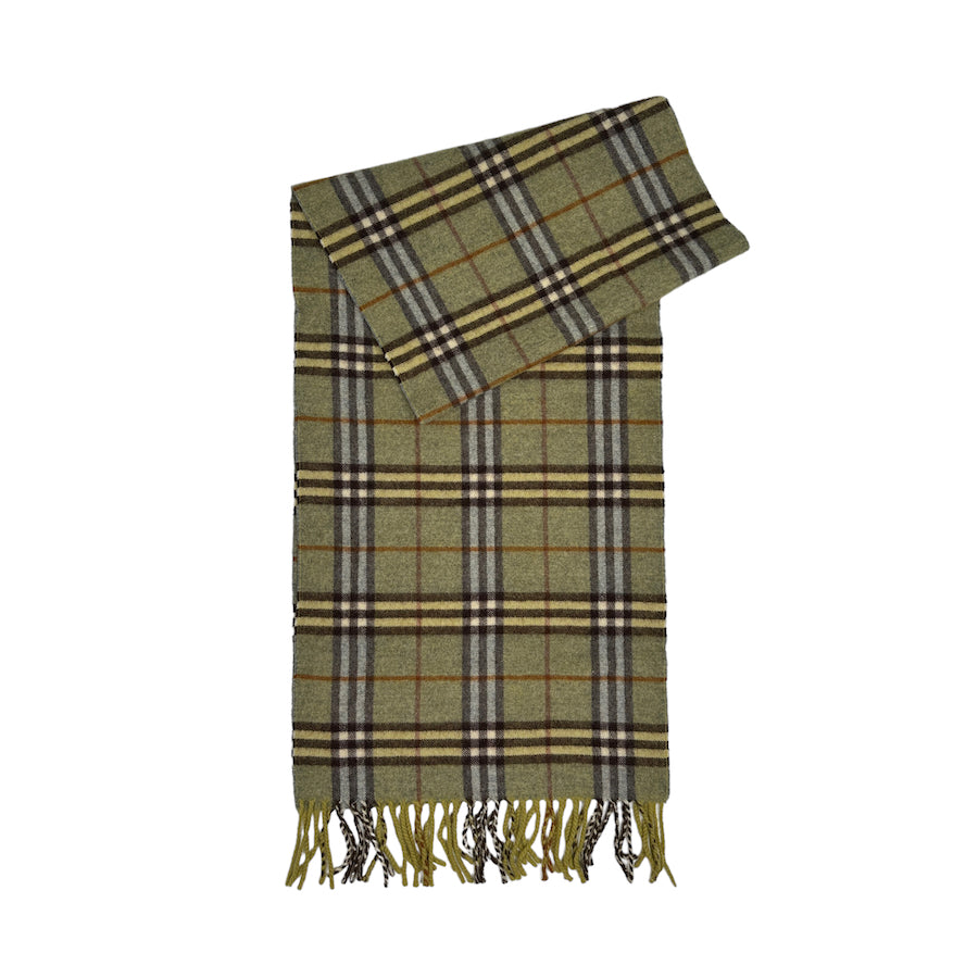 BURBERRY GREEN / BROWN / ORANGE LAMBSWOOL SCARF