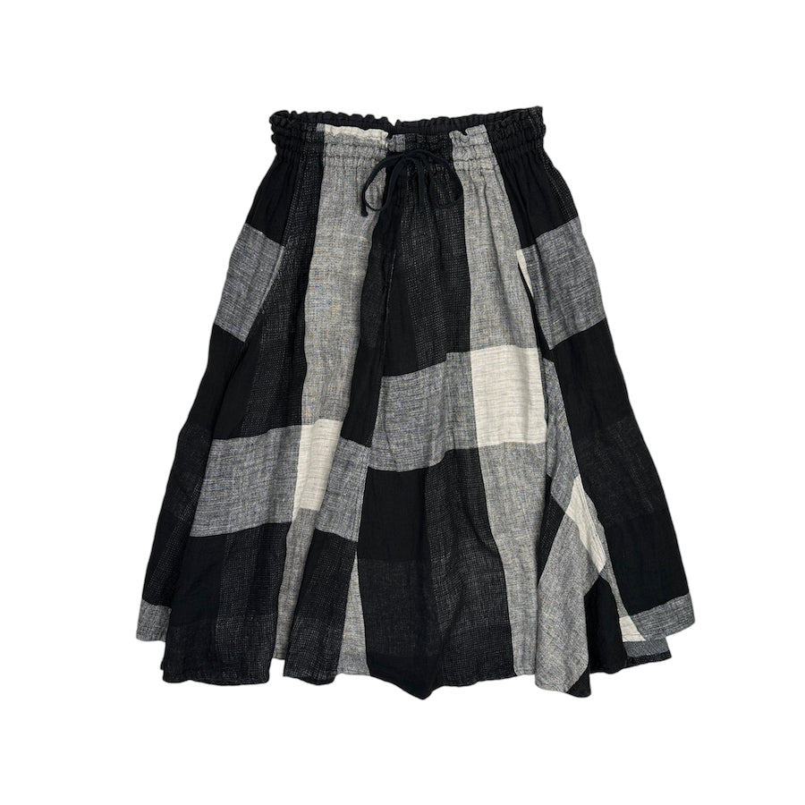 (2) YOHJI YAMAMOTO Y'S COLOUR BLOCK SKIRT - BLACK / GREY