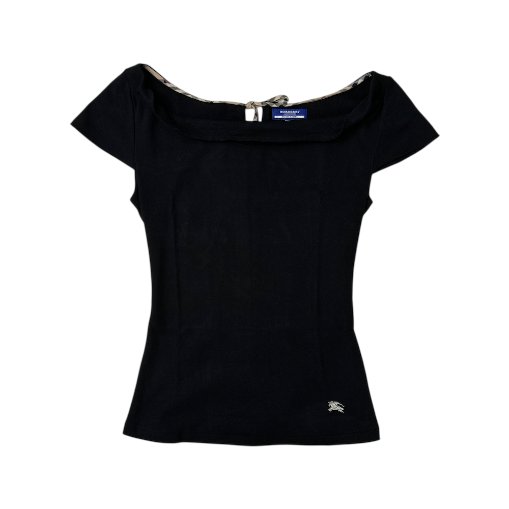 BURBERRY BLUE LABEL BACK-TIE TOP - BLACK