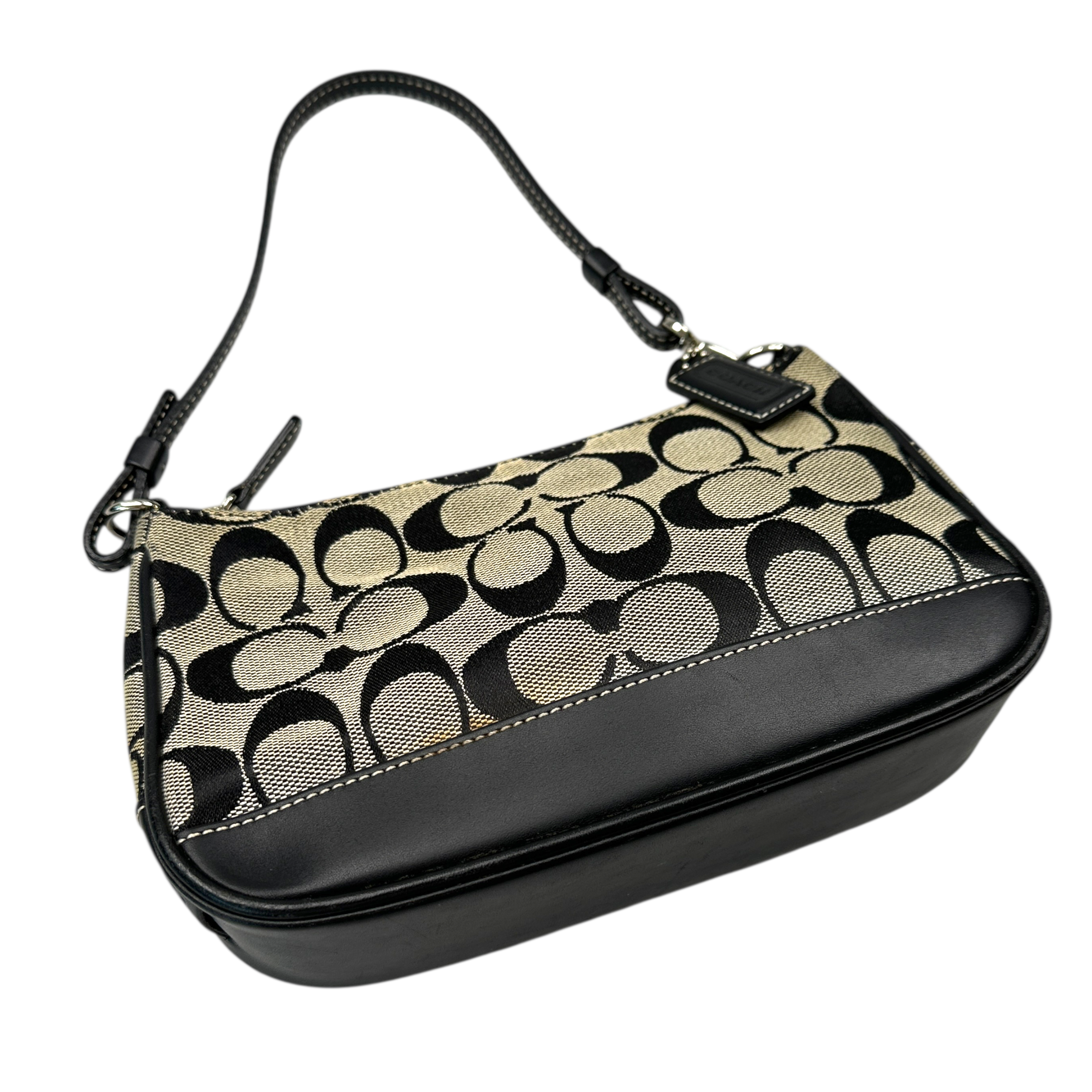 COACH SIGNATURE CANVAS DEMI POCHETTE BAG - DARK NAVY/GREY