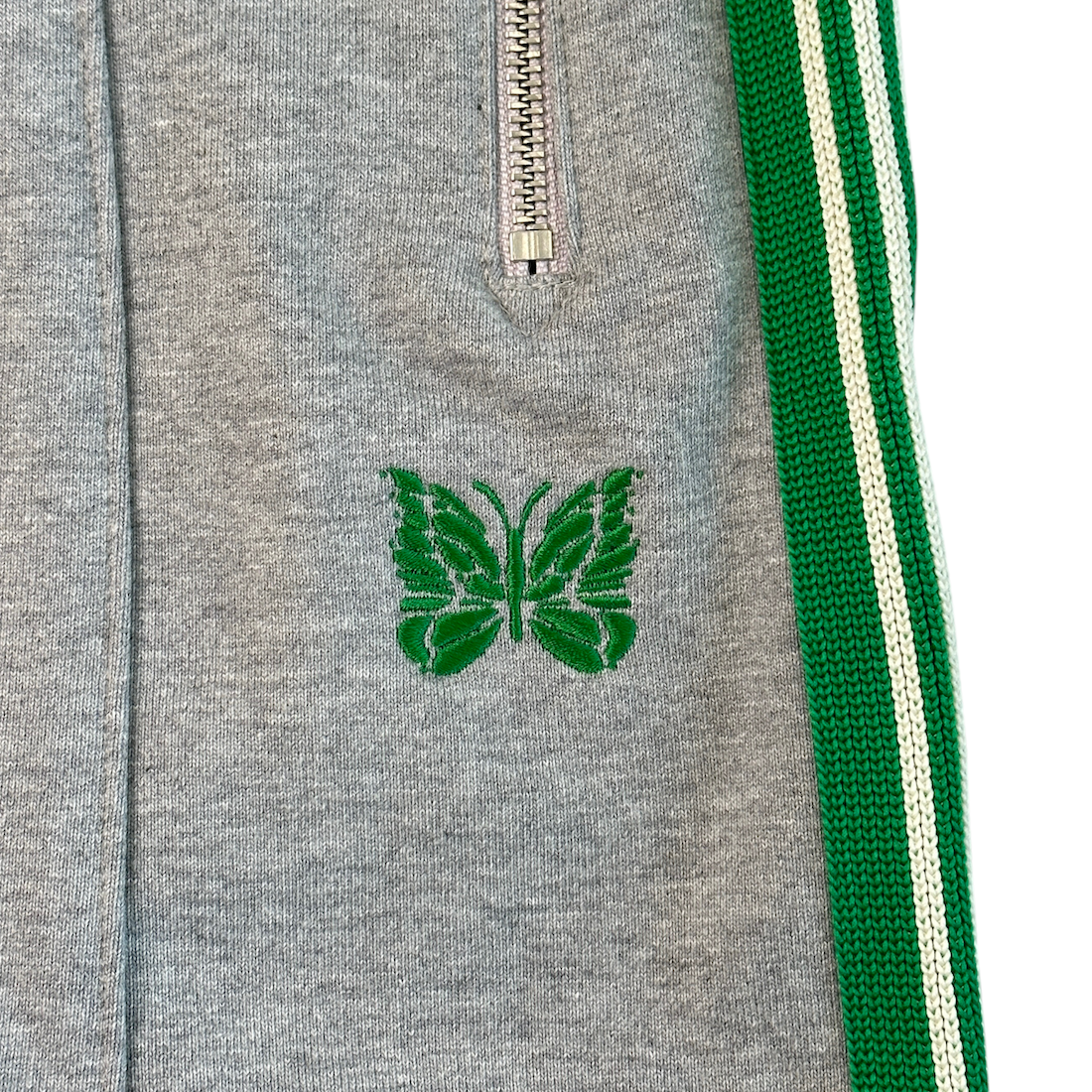 (NEW) NEEDLES H.D. COTTON JERSEY TRACK PANTS - GREY/GREEN