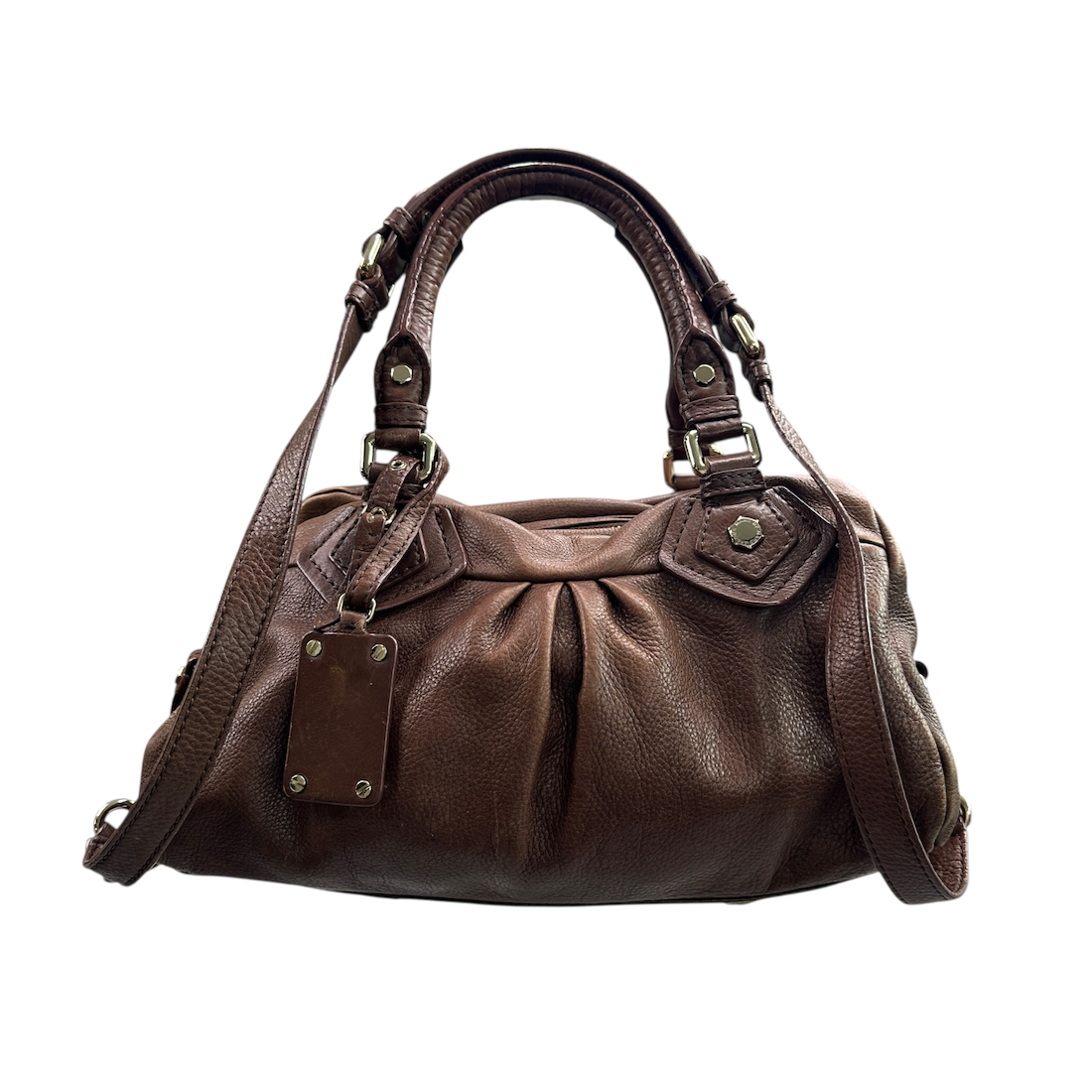MARC JACOBS 2-WAY LEATHER SHOULDER BAG - BROWN