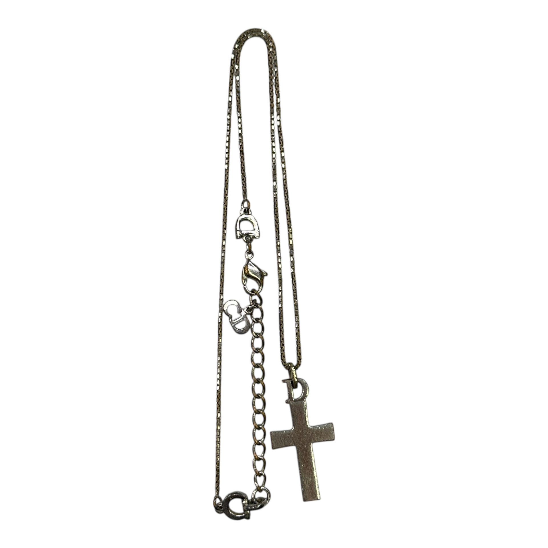 DIOR CRUCIFIX NECKLACE - BRASS (SILVER PLATED)