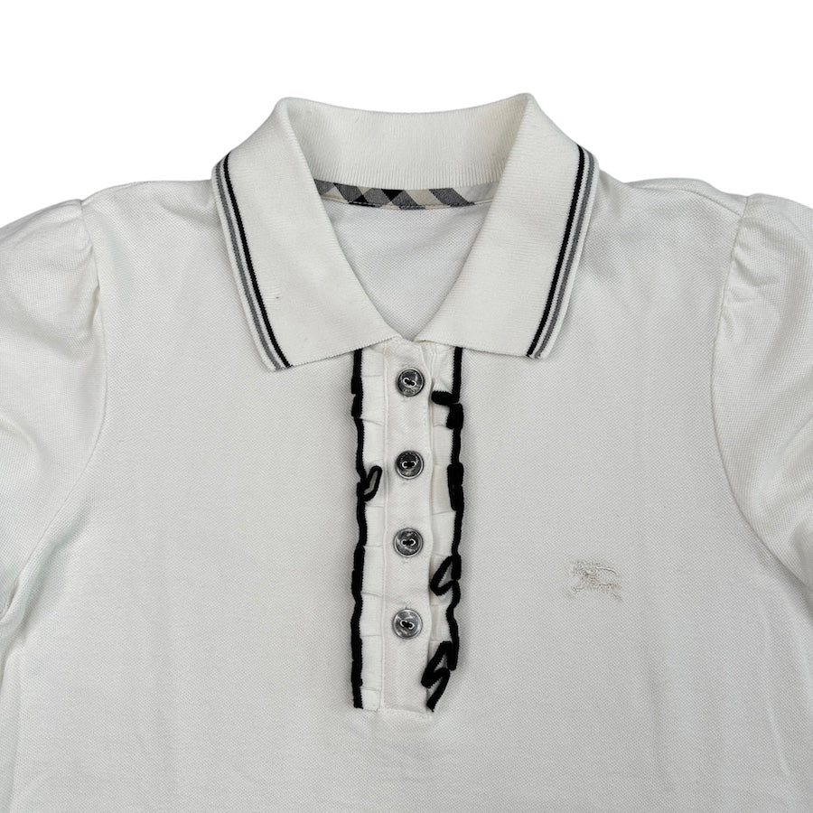 (38) BURBERRY BLUE LABEL FRILLED POLO SHIRT - WHITE