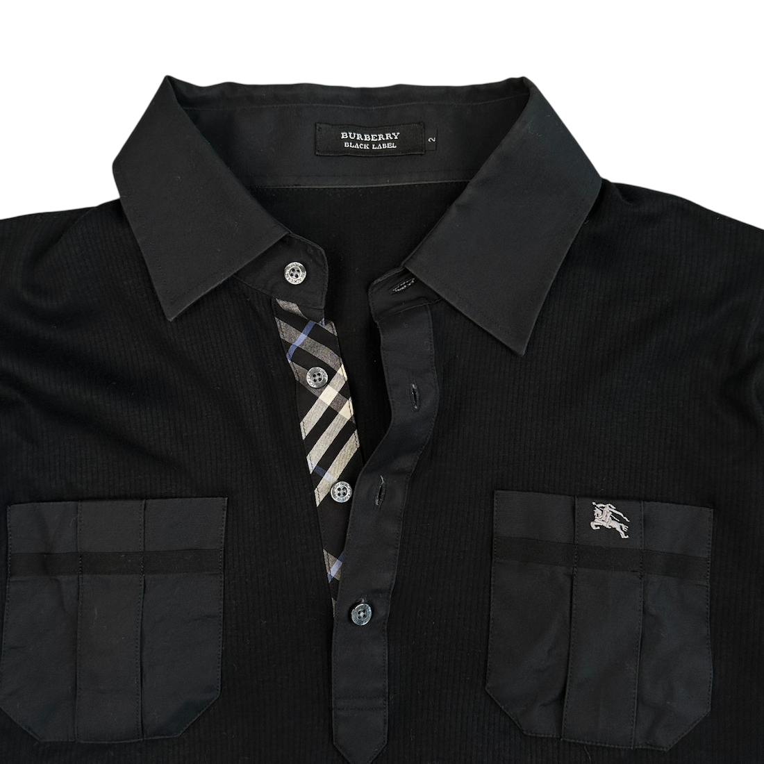 (2) BURBERRY BLACK LABEL LONG SLEEVE POLO