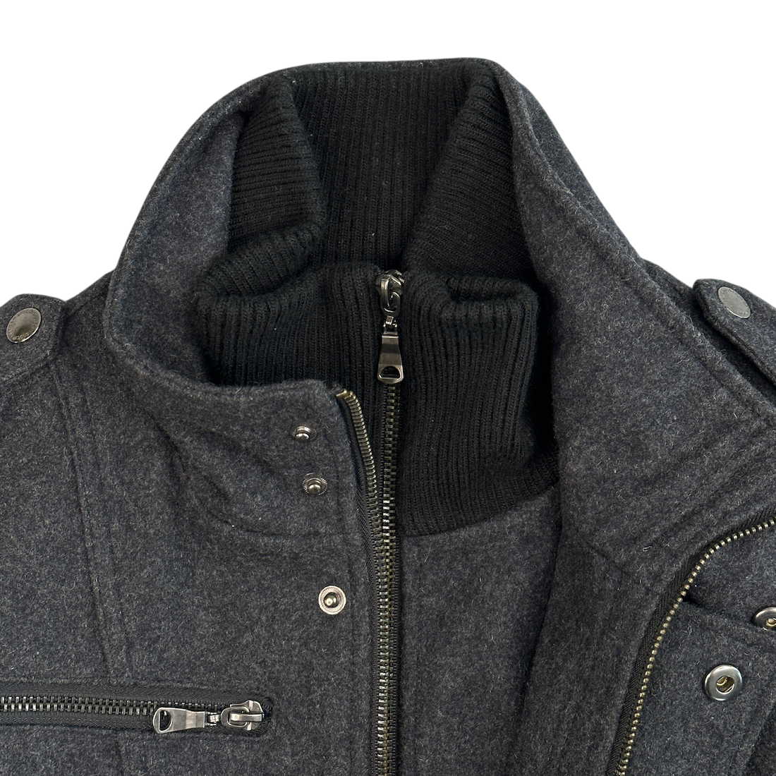 (M) SEMANTIC DESIGN WOOL-BLEND DOUBLE ZIP JACKET - GREY