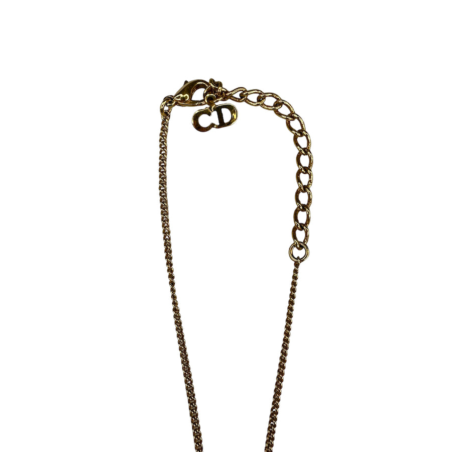 DIOR GOLD-PLATED DEBOSSED SPELLOUT NECKLACE
