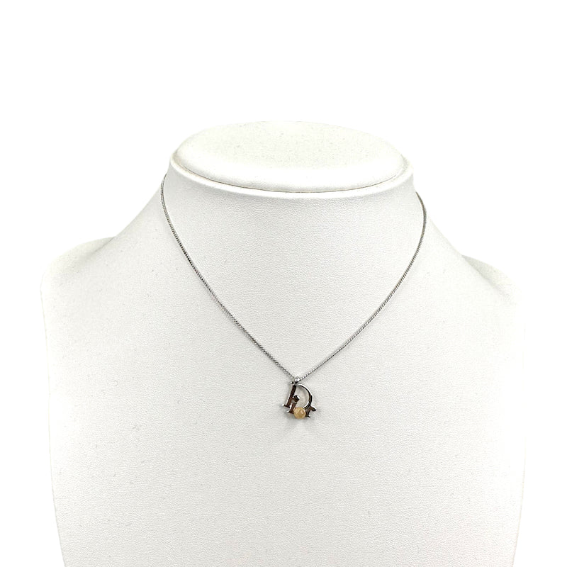 DIOR FAUX PEARL CLASSIC LOGO NECKLACE