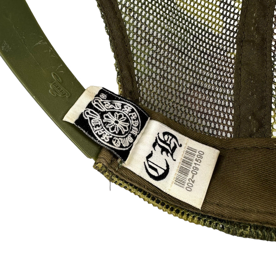 CHROME HEARTS HOLLYWOOD F*CK CAMO TRUCKER HAT