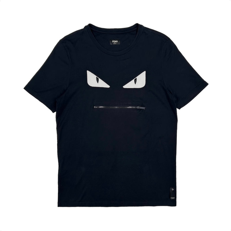 FENDI BAG BUGS ZIP TEE - BLACK