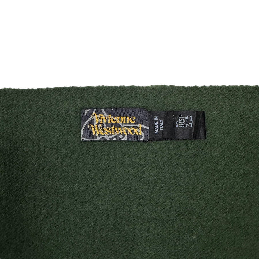 VIVIENNE WESTWOOD LOGO EMBROIDERED SCARF - GREEN