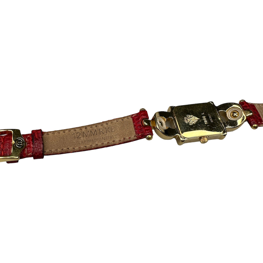 GUCCI 1800L QUARTZ WATCH - GOLD / RED LEATHER STRAP