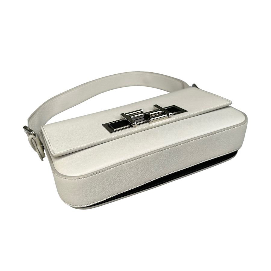 FENDI 2015 WHITE LEATHER BAGUETTE BAG