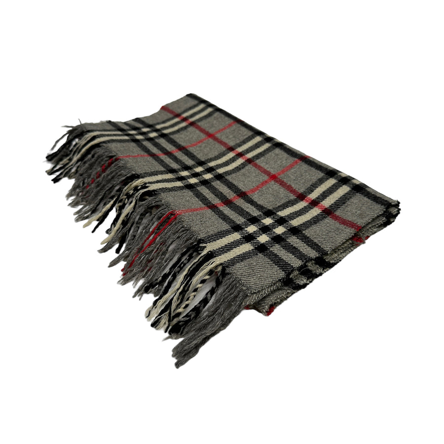 BURBERRY CASHMERE GREY CHECKERED SCARF