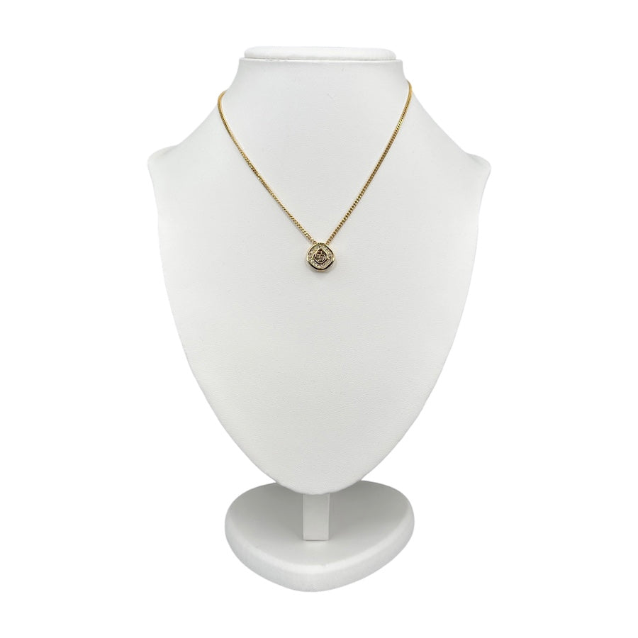 DIOR CD RHINESTONE PENDANT NECKLACE - GOLD