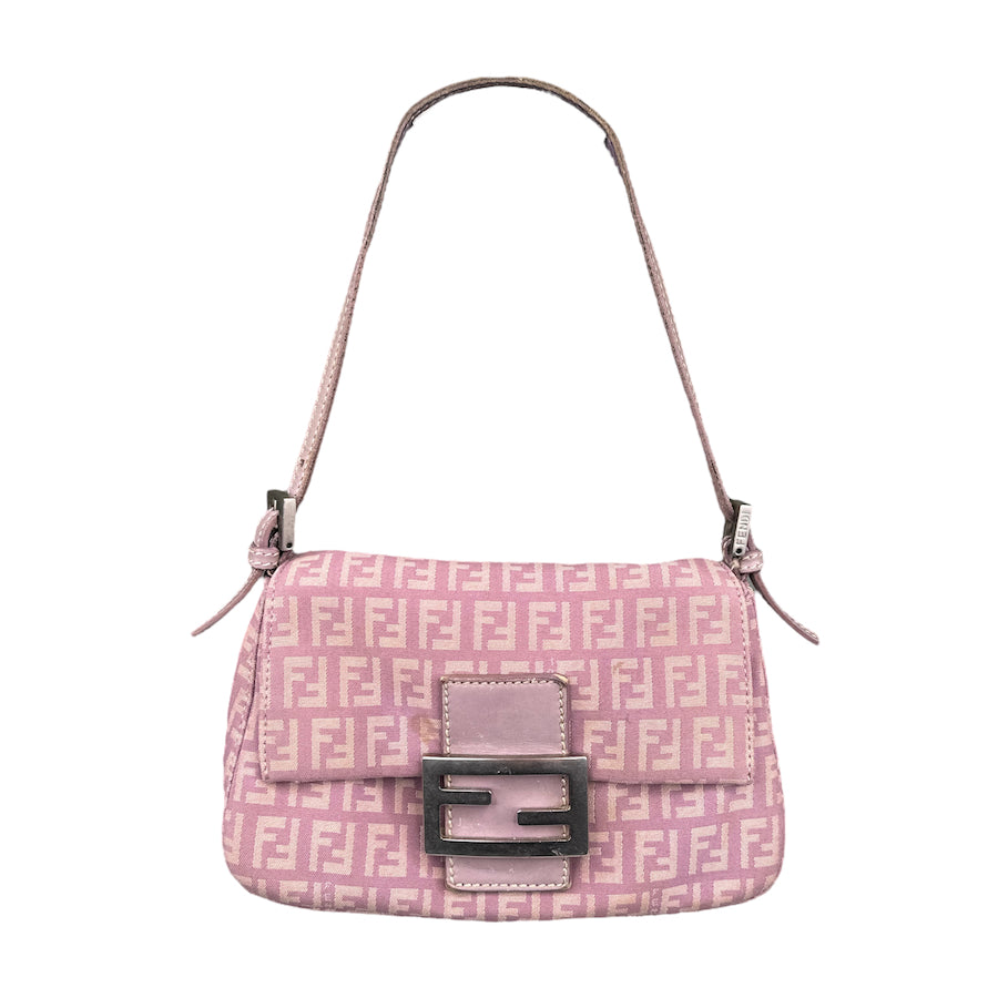 FENDI LAVENDER ZUCCHINO CANVAS MINI BAGUETTE BAG