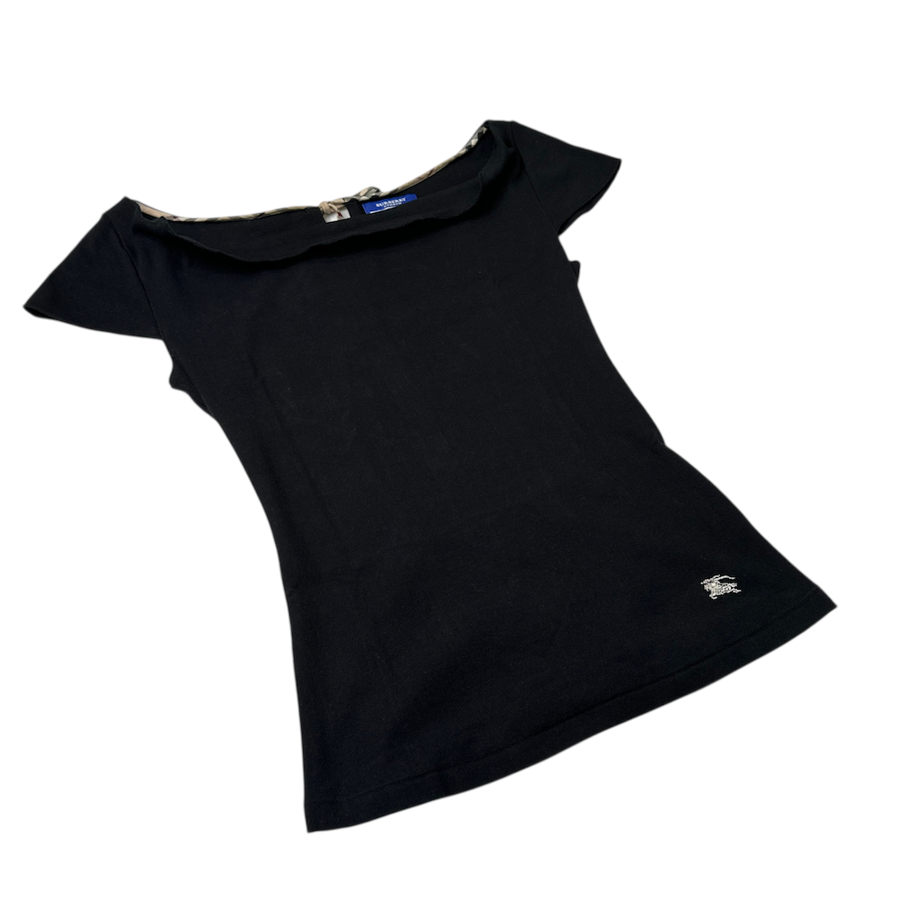 BURBERRY BLUE LABEL BACK-TIE TOP - BLACK