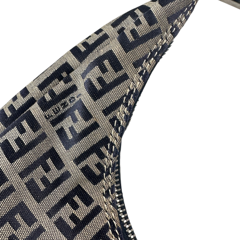 FENDI ZUCCHINO CANVAS CRESCENT BAG - NAVY/GREY