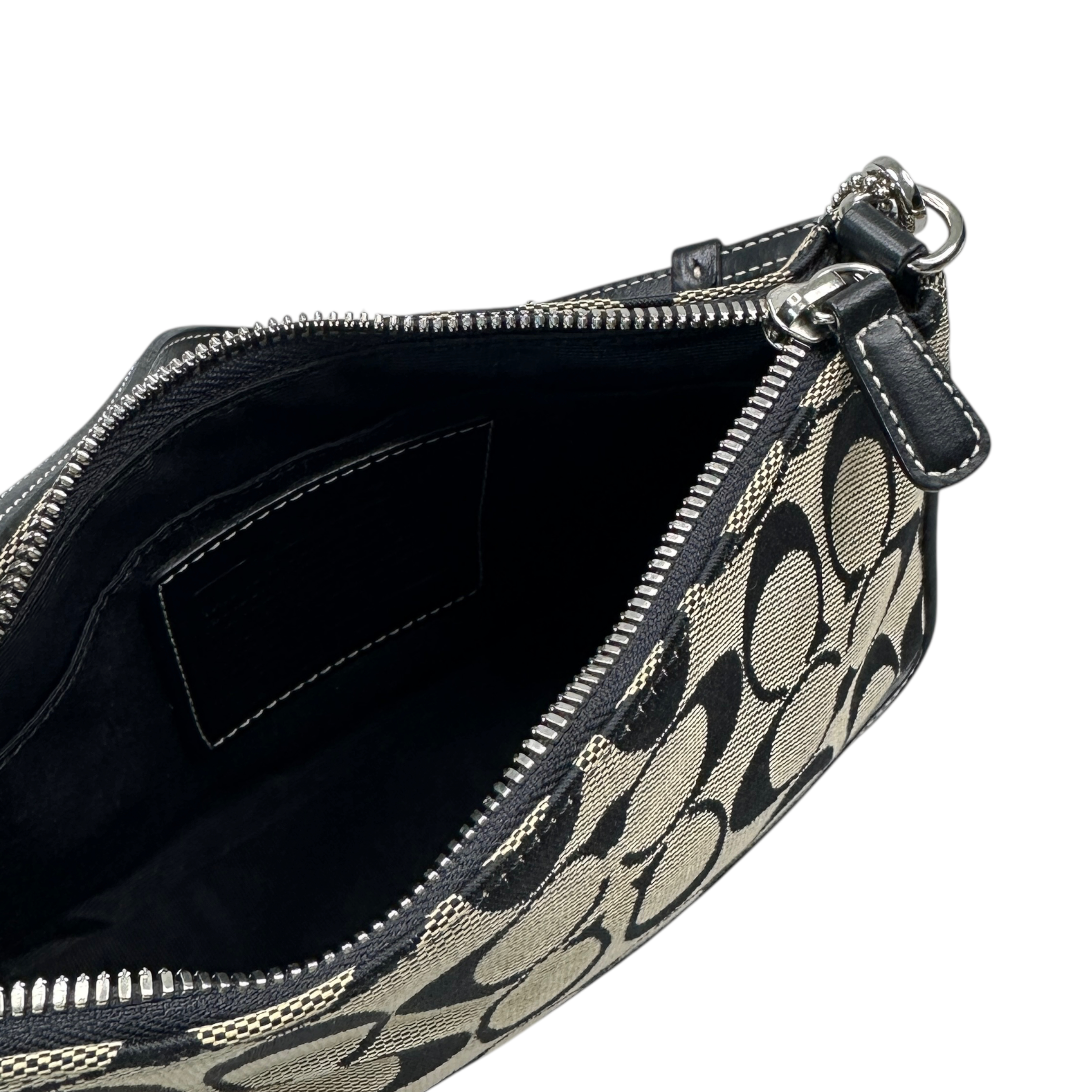 COACH SIGNATURE CANVAS DEMI POCHETTE BAG - DARK NAVY/GREY