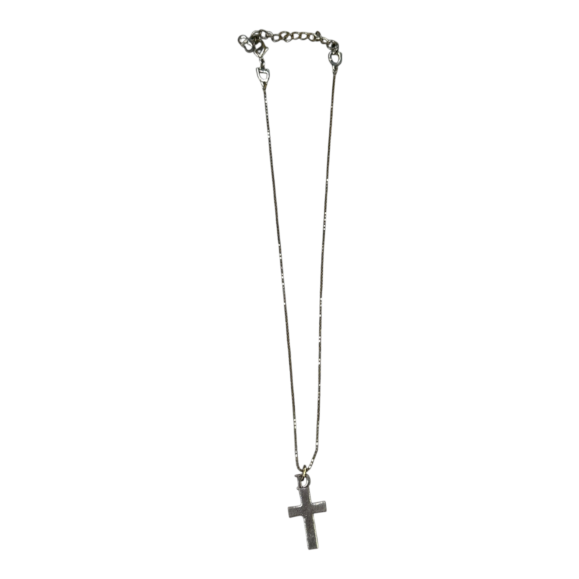 DIOR CRUCIFIX NECKLACE - BRASS (SILVER PLATED)