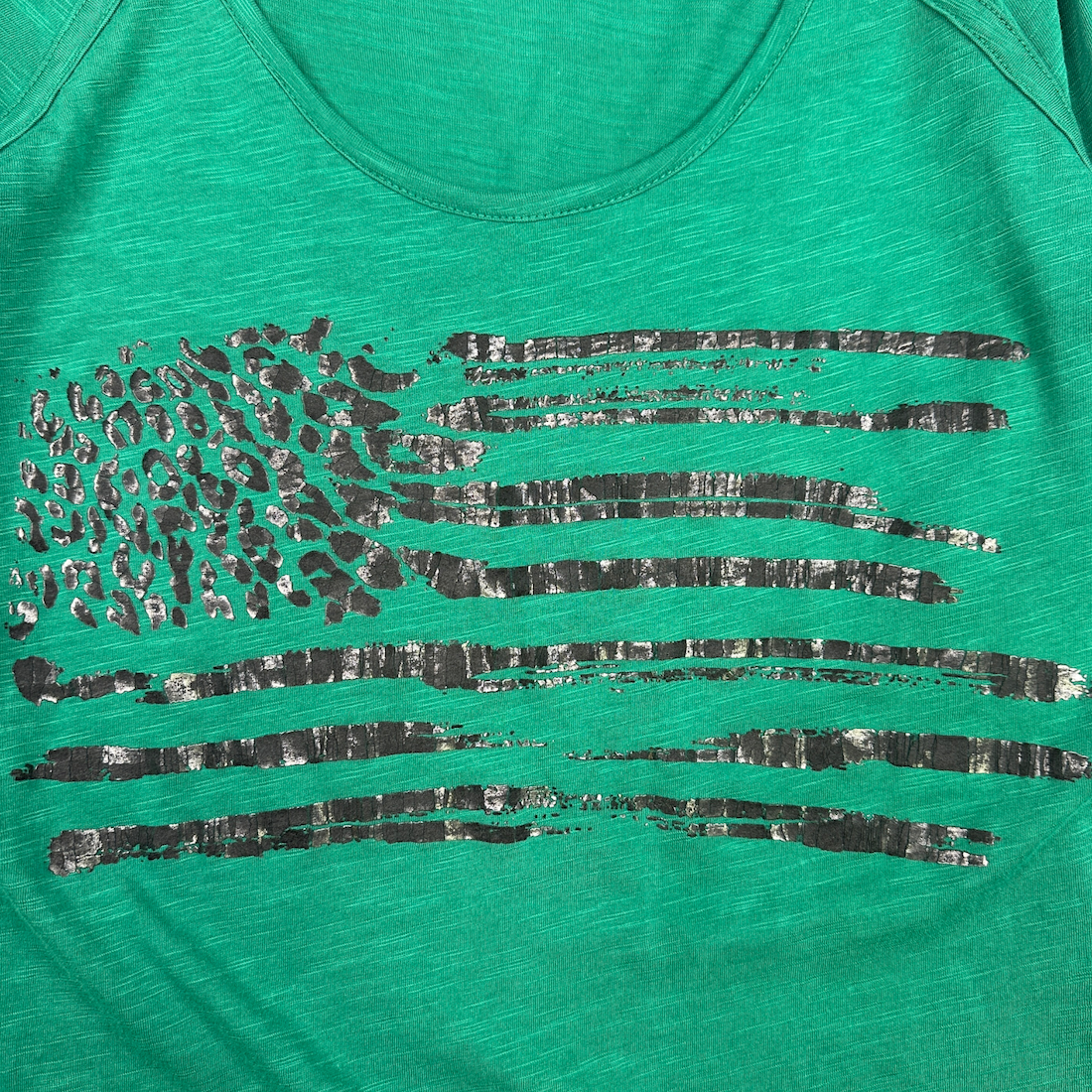 (XS) DIESEL FLAG LONG SLEEVE TOP - GREEN
