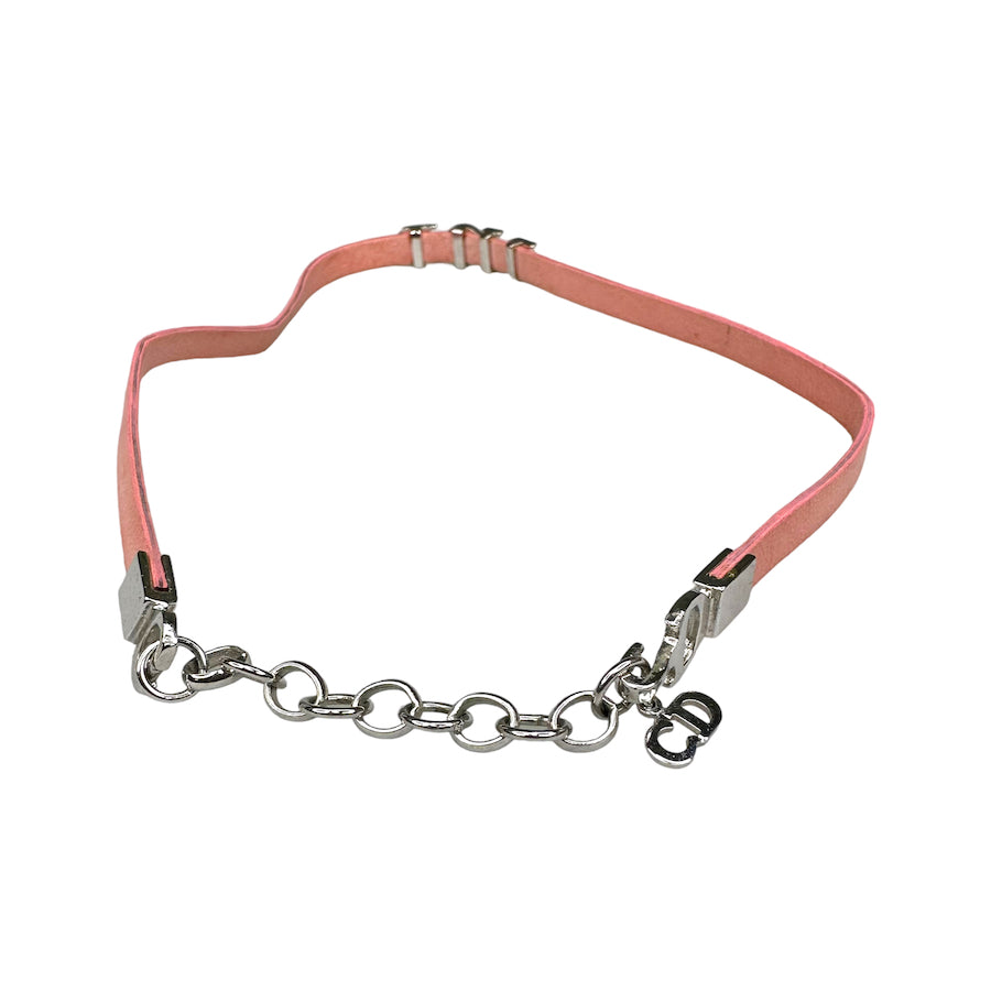 DIOR PINK LEATHER SPELLOUT CHOKER