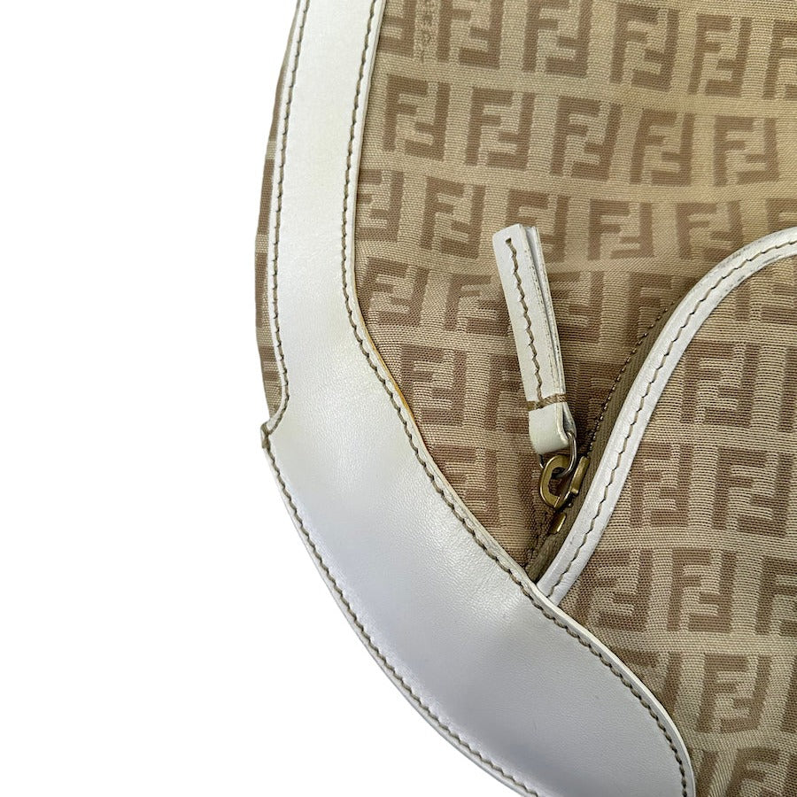 FENDI BEIGE ZUCCHINO CANVAS SHOULDER BAG HOBO