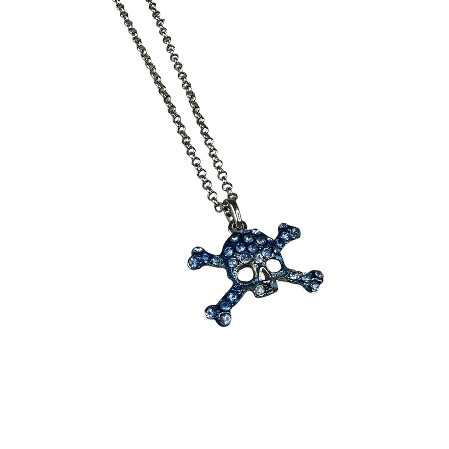 VIVIENNE WESTWOOD RHINESTONE BLUE SKULL NECKLACE