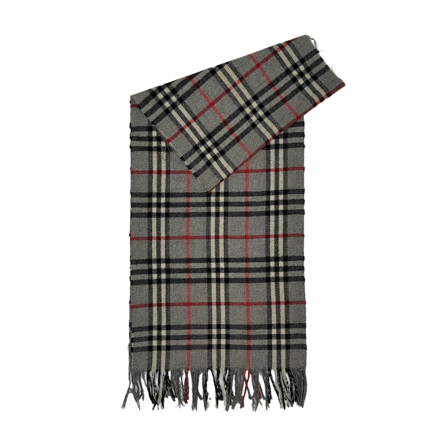 BURBERRY CASHMERE GREY CHECKERED SCARF