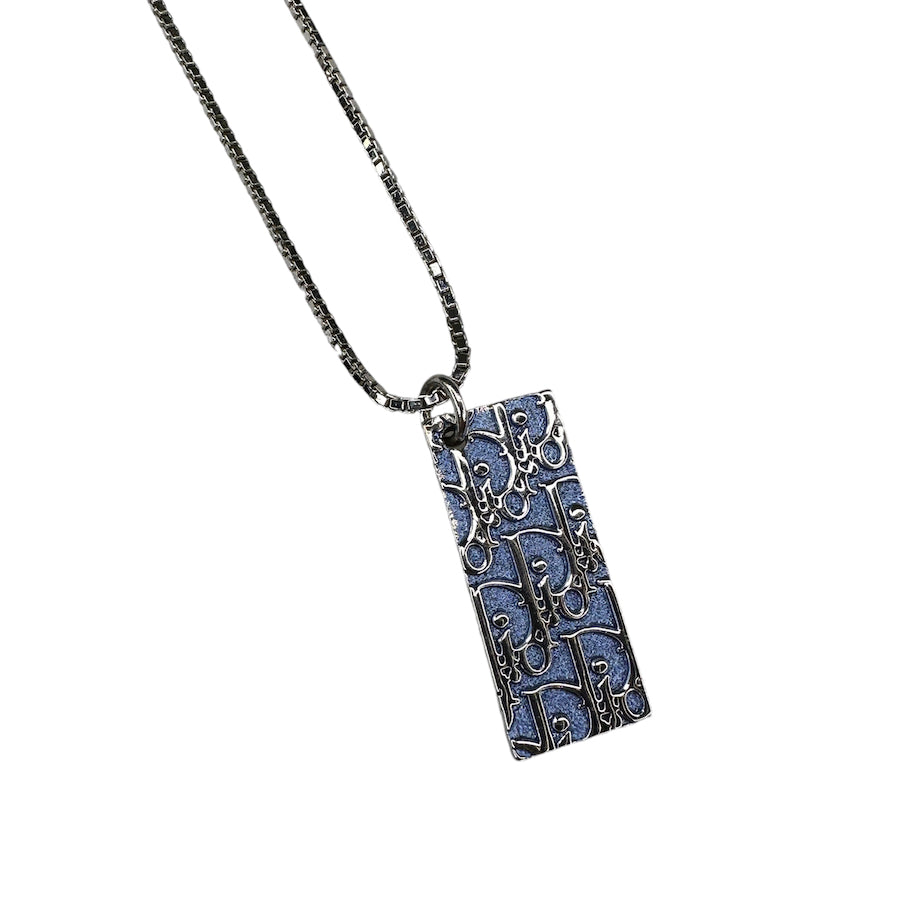 DIOR BLUE TROTTER PLATE NECKLACE