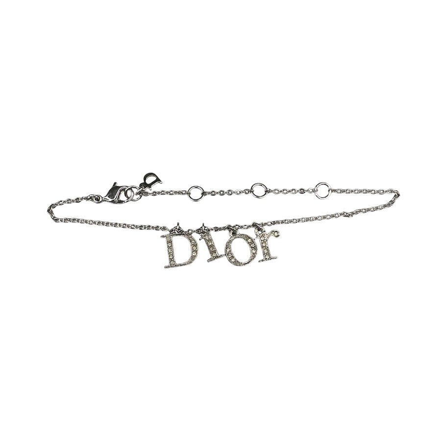 DIOR RHINESTONE LETTER CHARM BRACELET