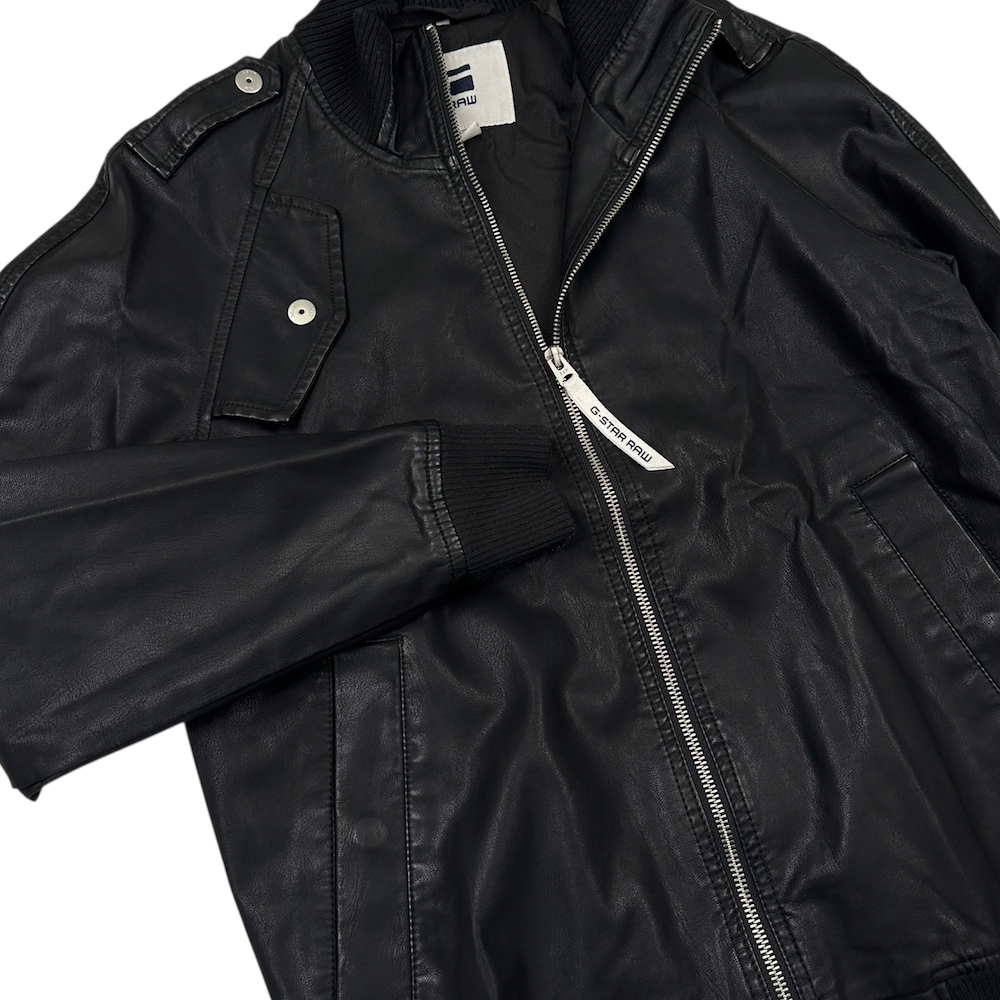 G-STAR RAW FAUX LEATHER JACKET - BLACK