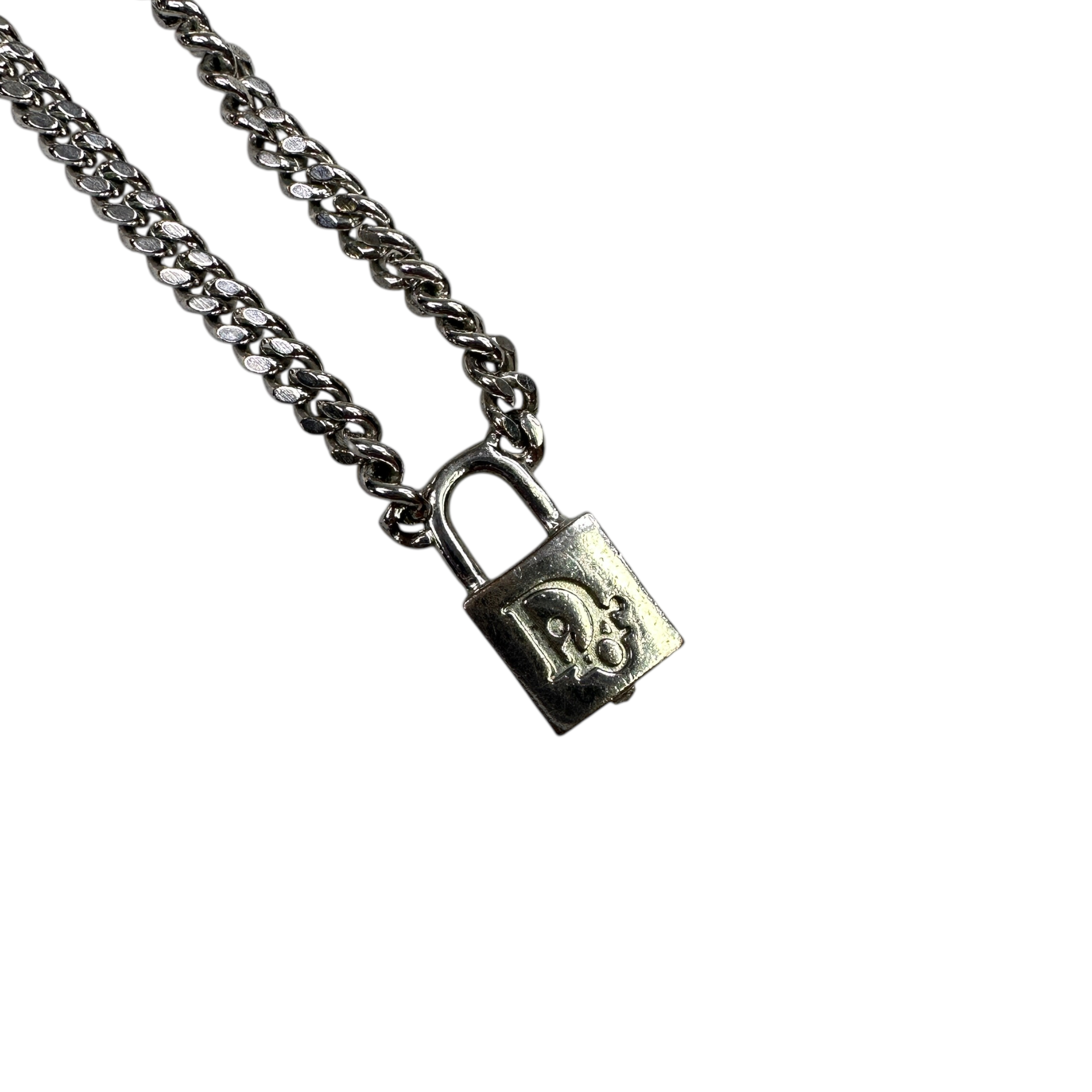 DIOR PADLOCK NECKLACE - BRASS (SILVER PLATED)
