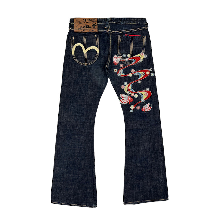 EVISU YAMANE LOT 0005 EMBROIDERED BUTTERFLY JEANS