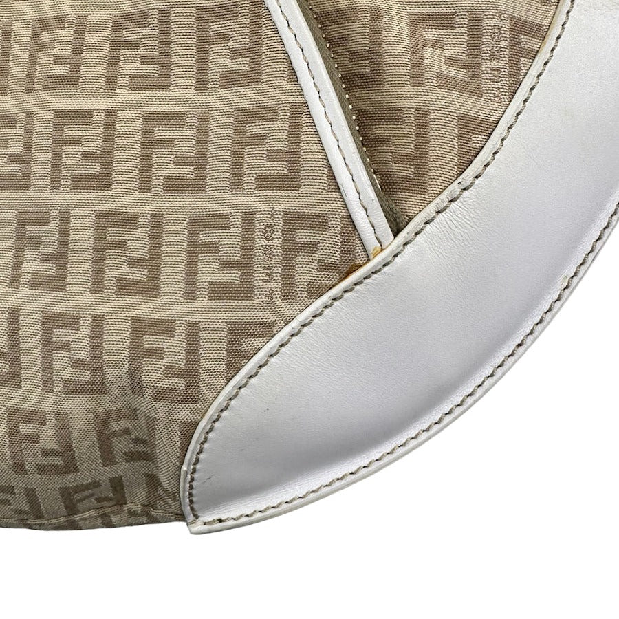 FENDI BEIGE ZUCCHINO CANVAS SHOULDER BAG HOBO