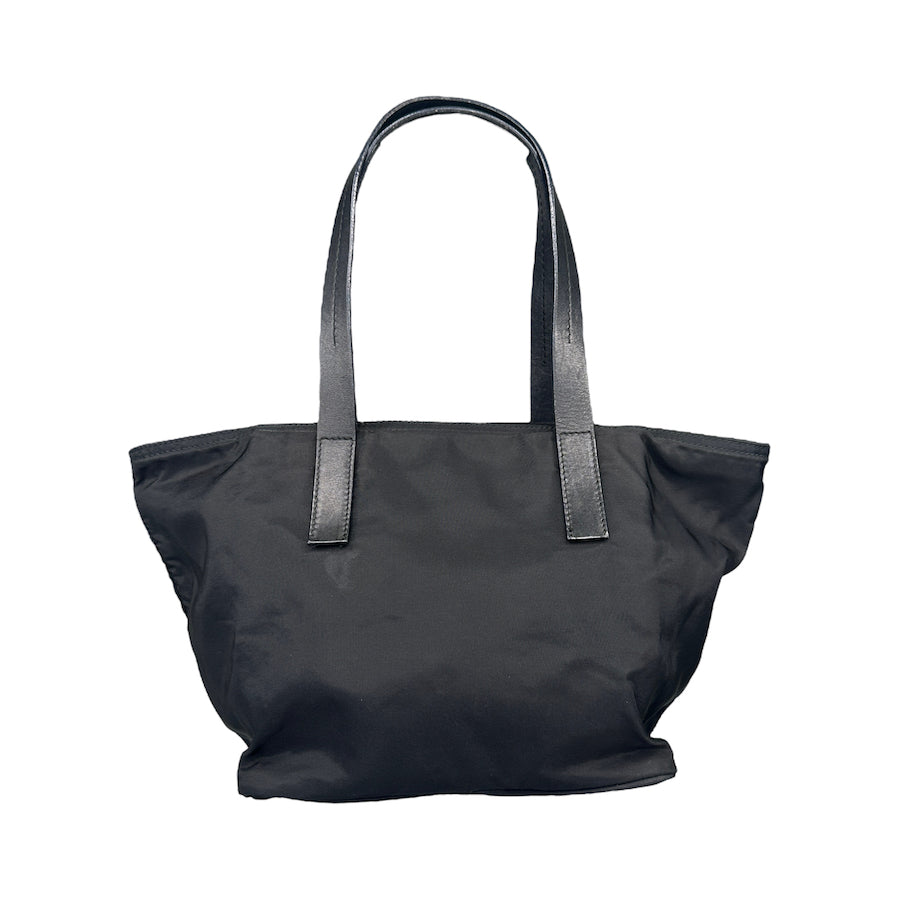 PRADA BLACK NYLON/LEATHER HANDLE BUCKET TOTE BAG