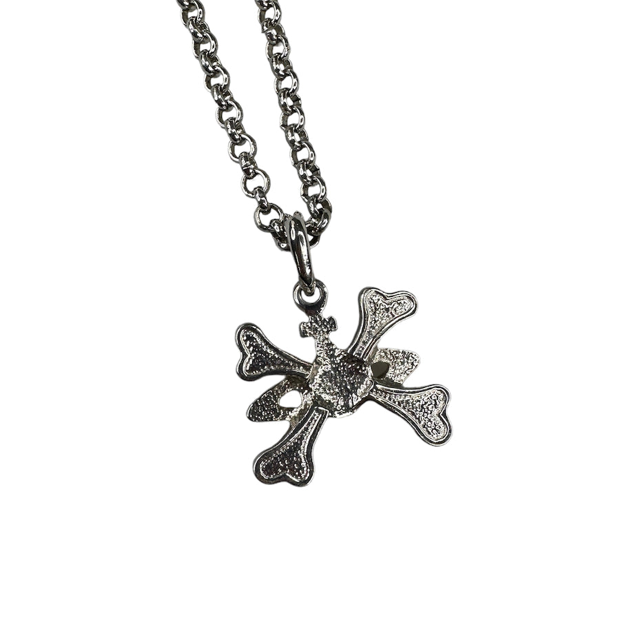 VIVIENNE WESTWOOD ORB & CROSSBONE RHINESTONE PENDANT NECKLACE - SILVER PLATED