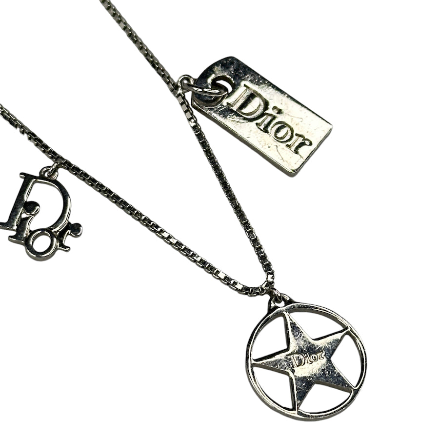 DIOR THREE-PENDANT NECKLACE - SILVER PLATED