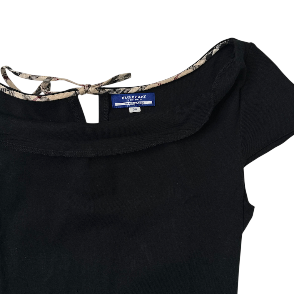 BURBERRY BLUE LABEL BACK-TIE TOP - BLACK