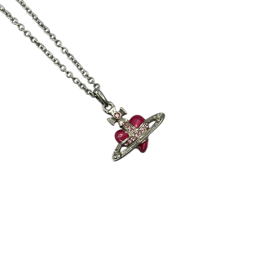 VIVIENNE WESTWOOD HEART ORB NECKLACE - PINK