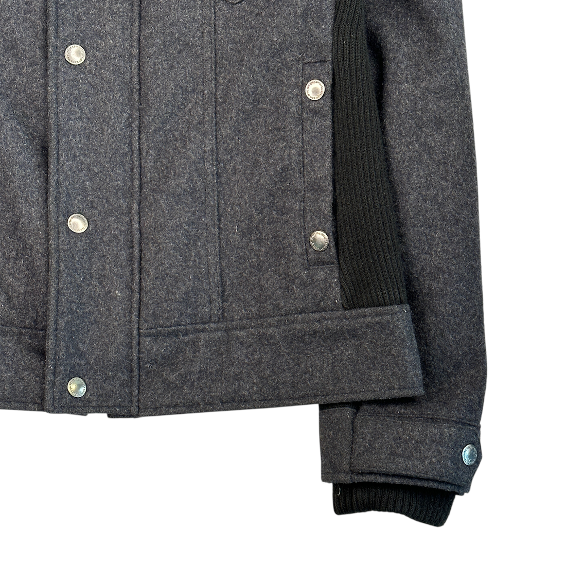 (M) SEMANTIC DESIGN WOOL-BLEND DOUBLE ZIP JACKET - GREY