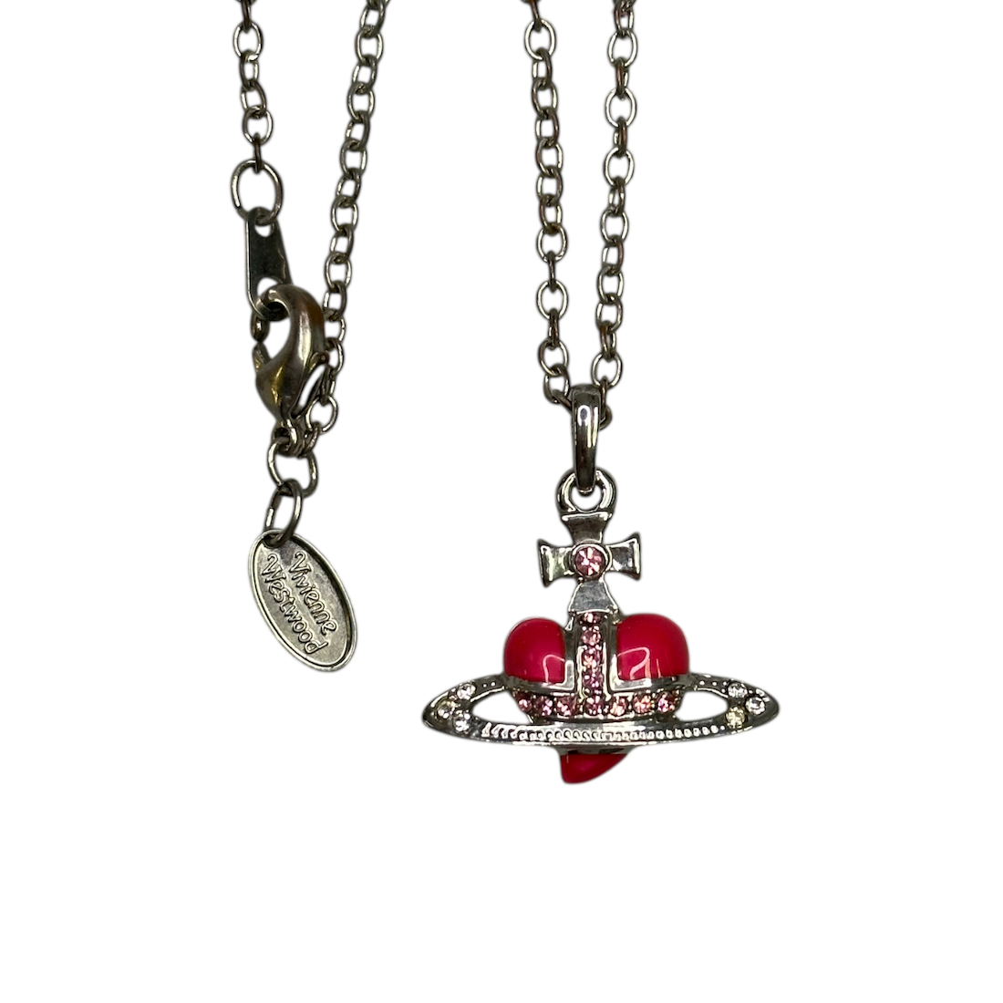 VIVIENNE WESTWOOD HEART ORB NECKLACE PINK