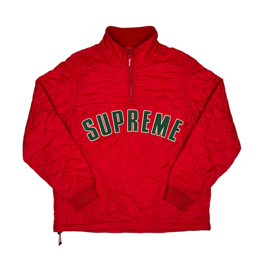 SUPREME RED QUILTED SS17 NYLON QUARTER ZIP PULLOVER Top Floor Gallery