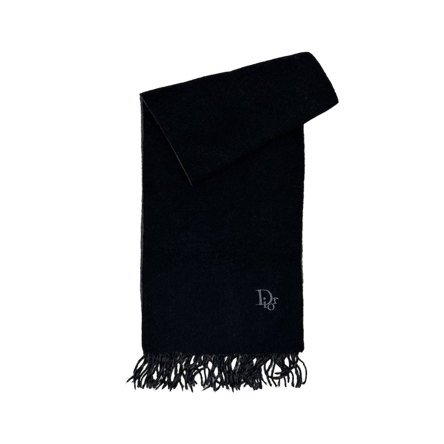 (NEW) DIOR EMBROIDERED OBLIQUE LOGO SCARF - GREY/GREY