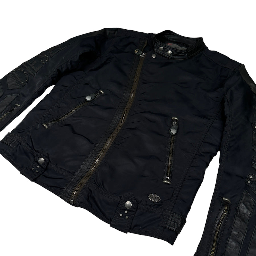 (S) DIESEL BLACK NYLON RIDERS JACKET