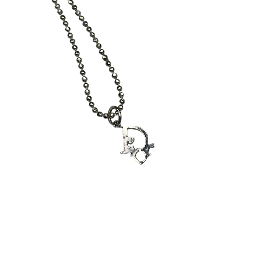 DIOR MINI OBLIQUE LOGO BALL CHAIN NECKLACE - SILVER PLATED