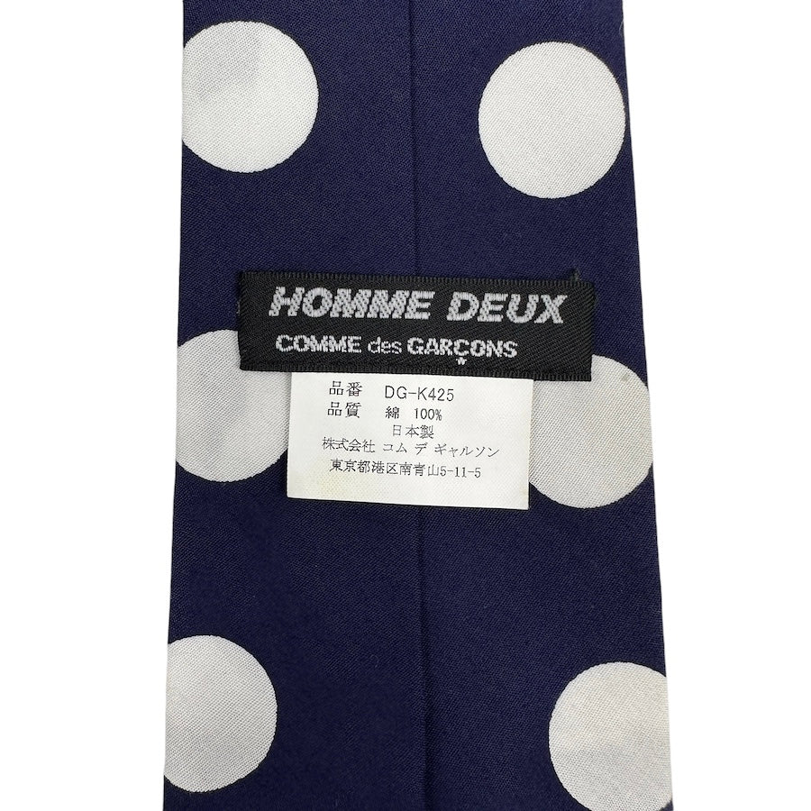 COMME DES GARÇONS HOMME DUEX POLKA DOT TIE - BLUE / WHITE