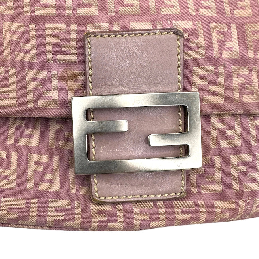 FENDI LAVENDER ZUCCHINO CANVAS MINI BAGUETTE BAG