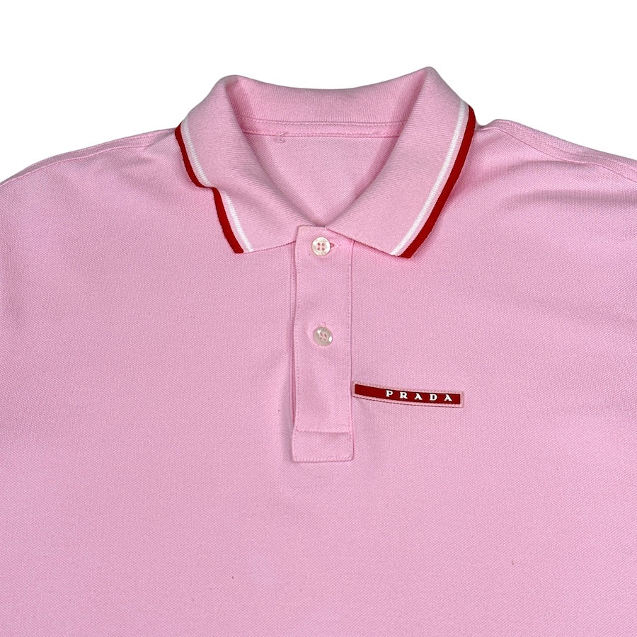 PRADA 2017 RUBBER LOGO POLO SHIRT - PINK