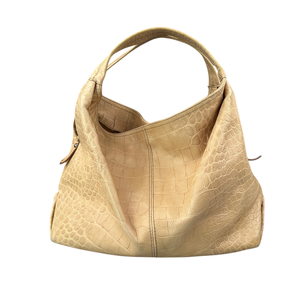 FURLA CROCODILE PRINT SHOULDER BAG - TAN